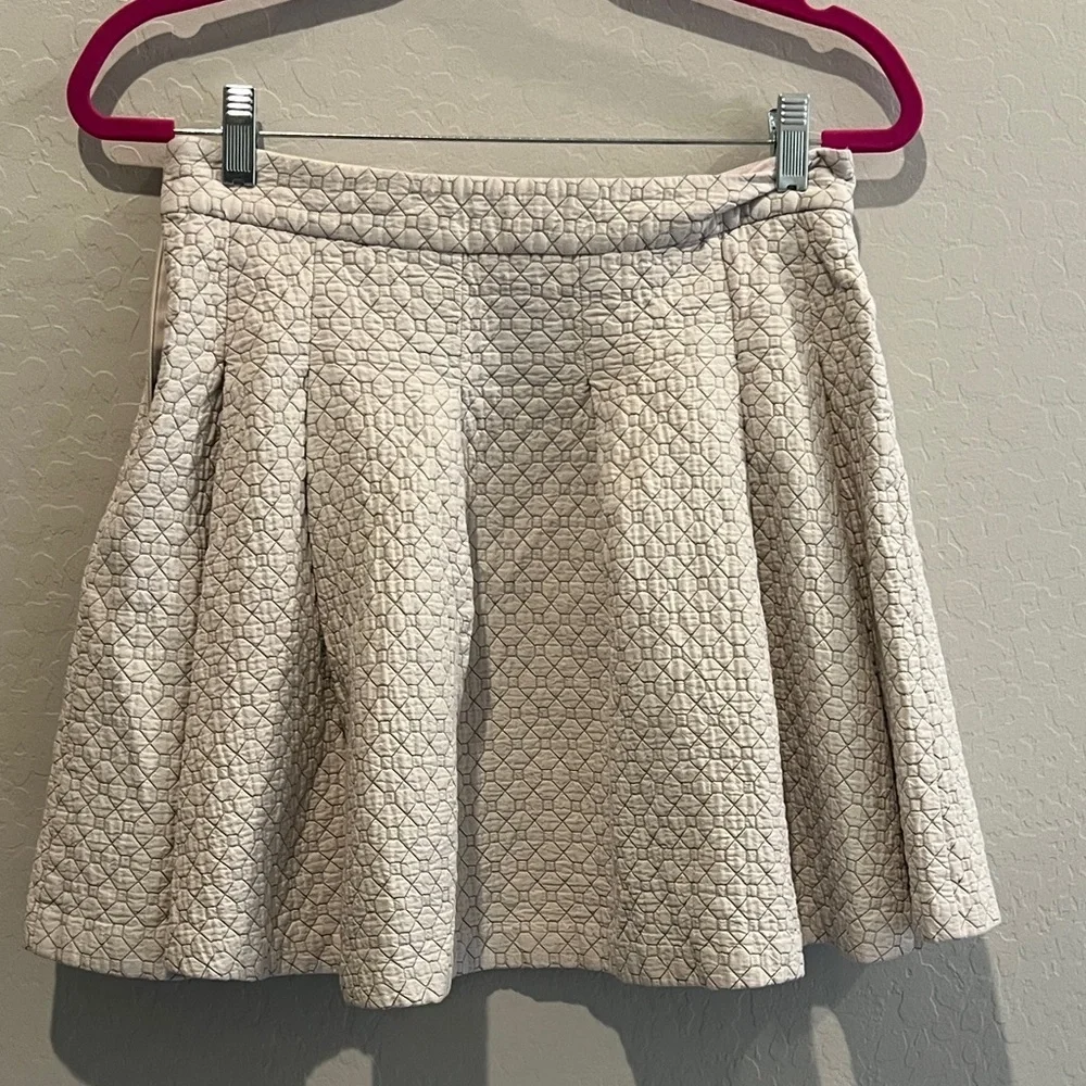 Derek Lam Quilted Beige and Blakc Pleared Skirt size 6